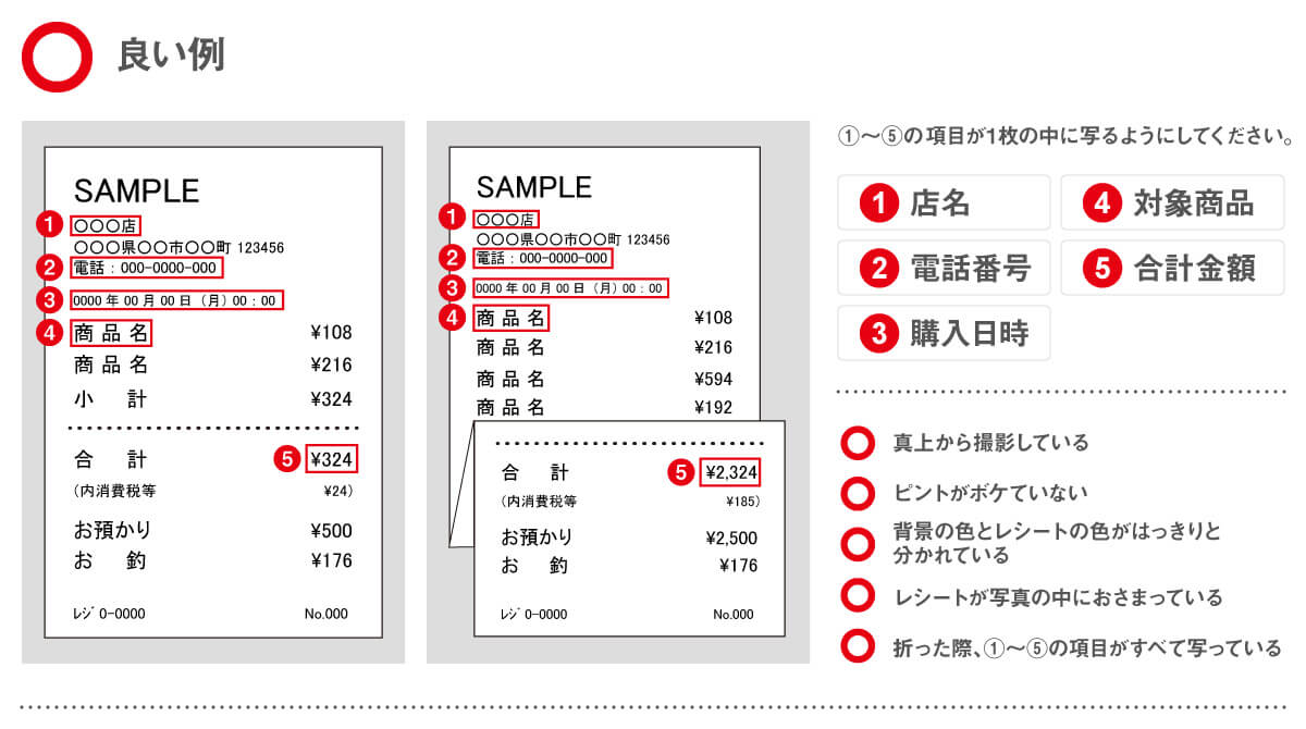 レシート撮影方法1